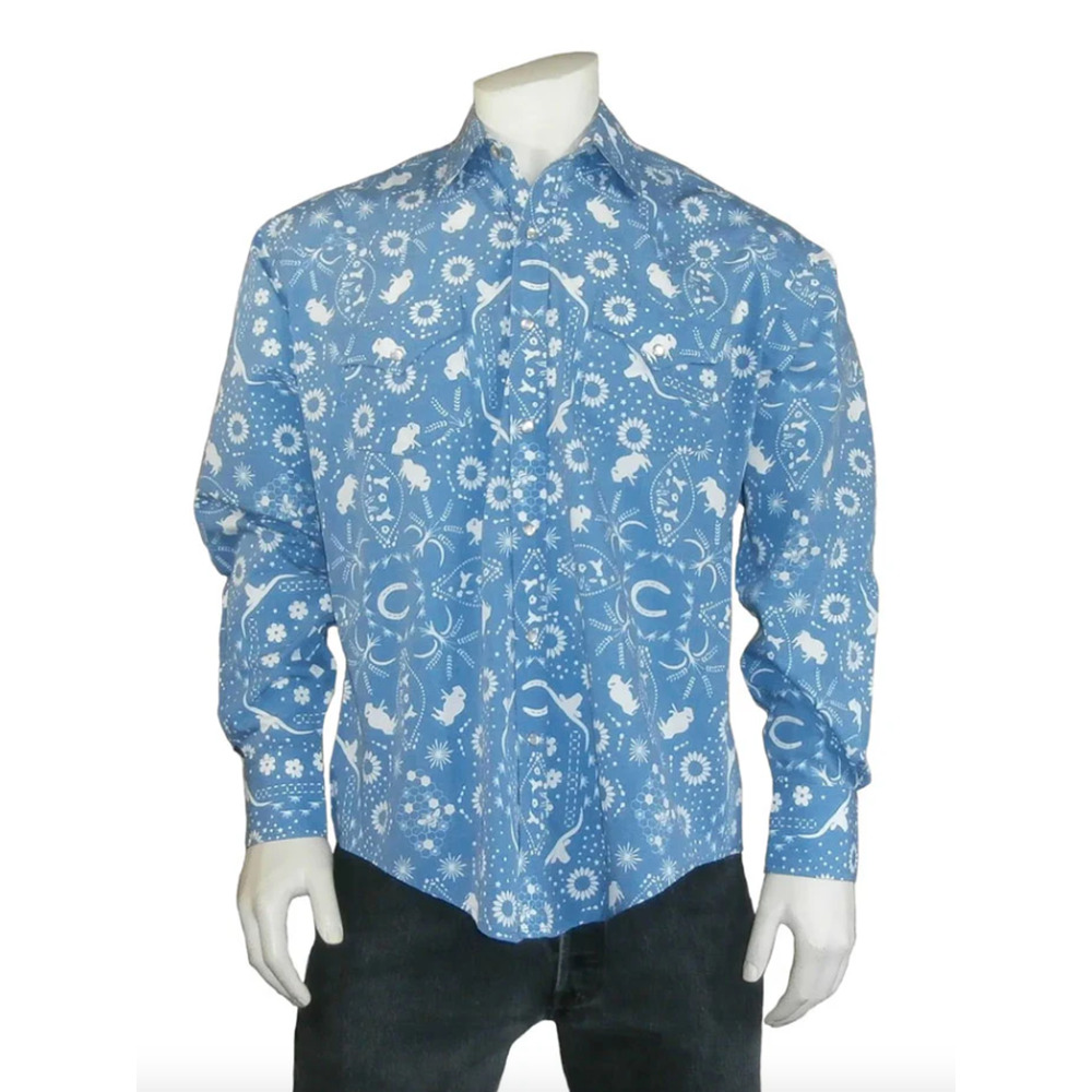NWT Rockmount Ranch Wear Button Up Shirt Mens Small Bison Bandana Pearl Snap